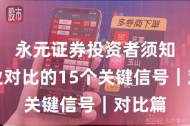 永元证券投资者须知：行业对比的15个关键信号｜对比篇